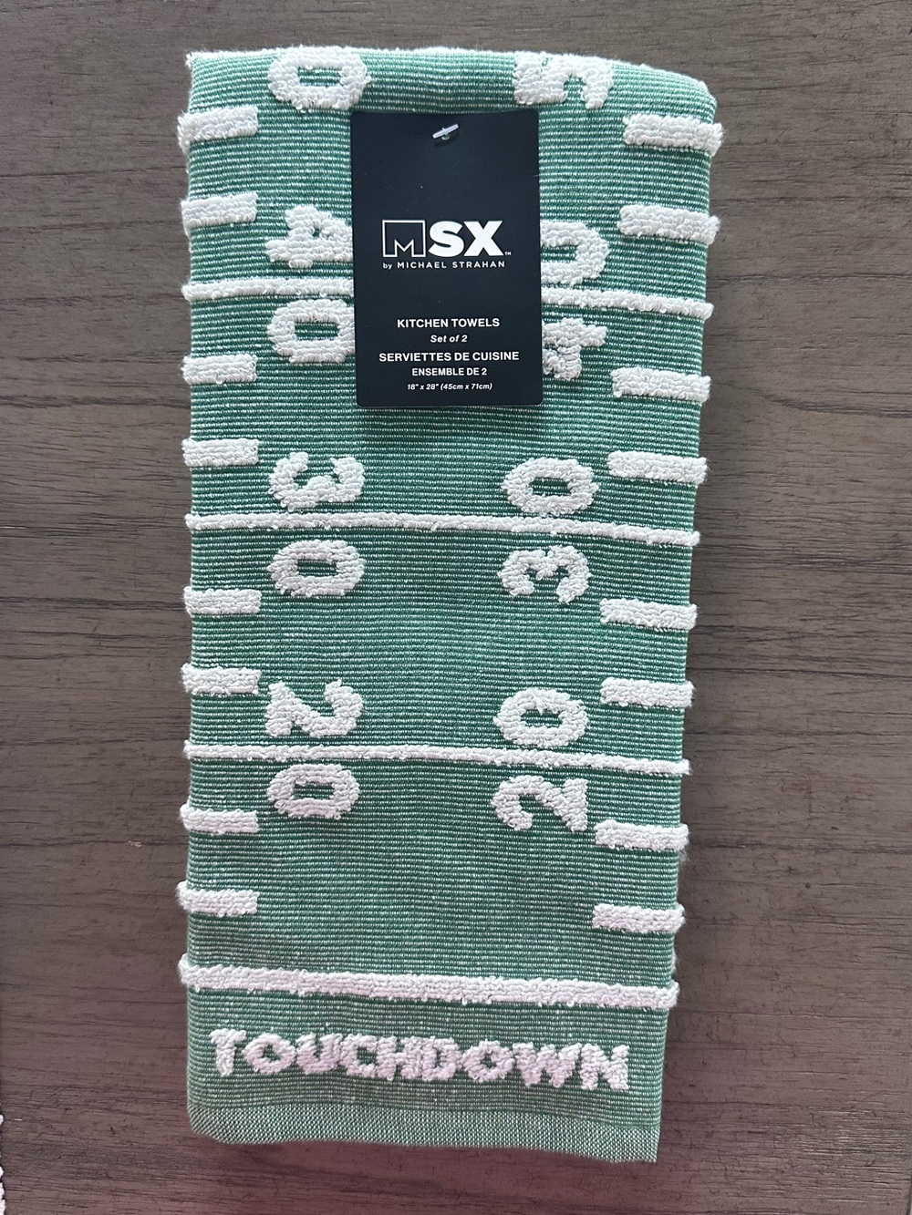 MSX Football Kitchen Towels Set of 2 Touchdown Green White NWT